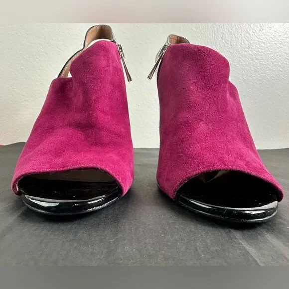 Vince Camuto Kaela sling back heels pink suede & black patent leather Sz 8.5M - Picture 4 of 13
